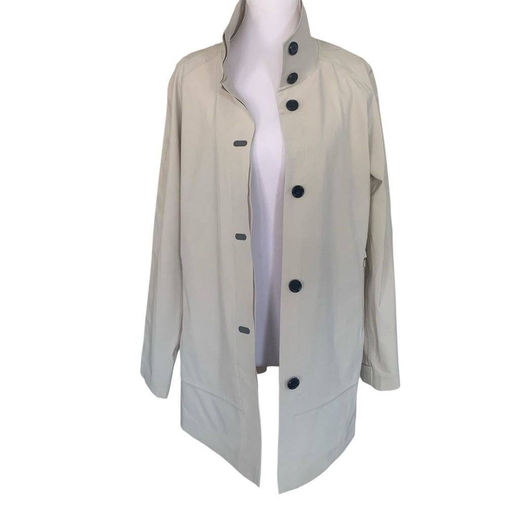 FIGS Coro Raincoat XS Beige Waterproof Medical Jacket Nurse Scrub Jacket Stretch - Picture 5 of 14